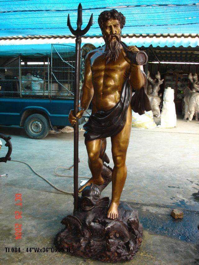 Life Size Bronze Standing Neptune with Trident